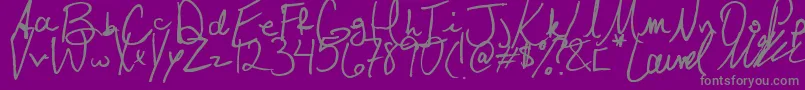 Laurel-fontti – harmaat kirjasimet violetilla taustalla