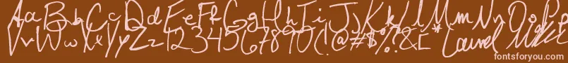 Laurel-Schriftart – Rosa Schriften auf braunem Hintergrund