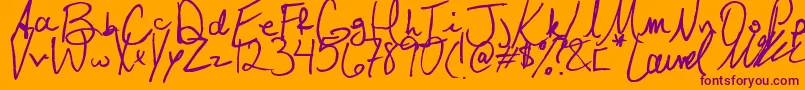 フォントLaurel – オレンジの背景に紫のフォント