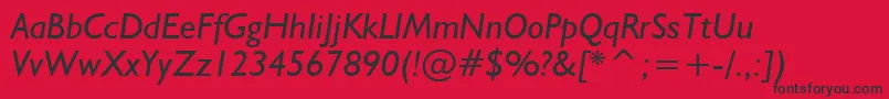 フォントHumanist521ItalicBt – 赤い背景に黒い文字