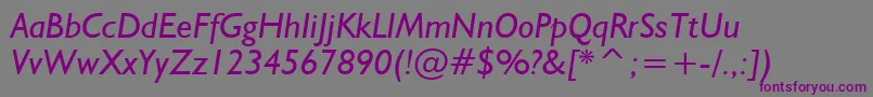Humanist521ItalicBt Font – Purple Fonts on Gray Background