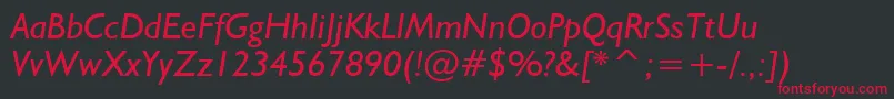 Humanist521ItalicBt Font – Red Fonts on Black Background