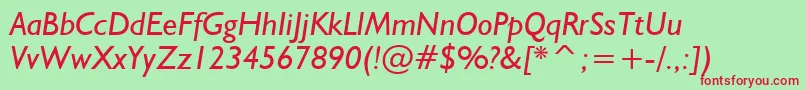 Humanist521ItalicBt Font – Red Fonts on Green Background