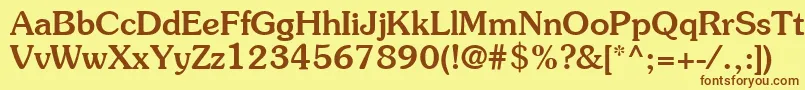 フォントItcSouvenirLtMedium – 茶色の文字が黄色の背景にあります。