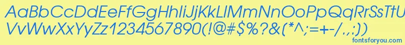 AvantgardegothicettItalic Font – Blue Fonts on Yellow Background