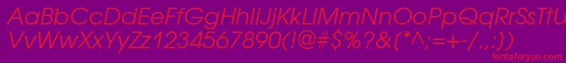 フォントAvantgardegothicettItalic – 紫の背景に赤い文字