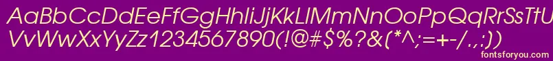 AvantgardegothicettItalic Font – Yellow Fonts on Purple Background