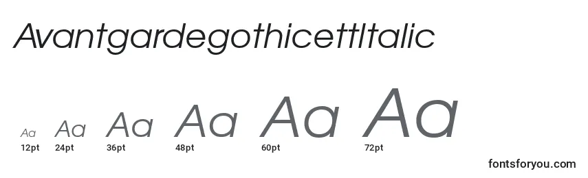 Размеры шрифта AvantgardegothicettItalic