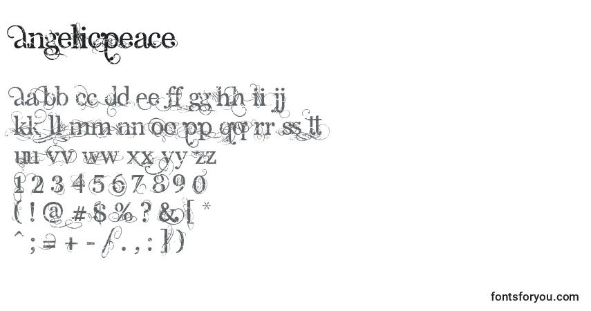 Czcionka AngelicPeace – alfabet, cyfry, specjalne znaki