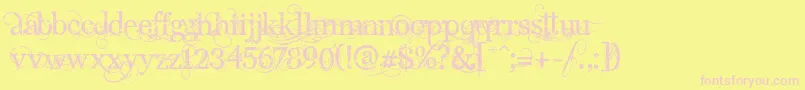 フォントAngelicPeace – ピンクのフォント、黄色の背景
