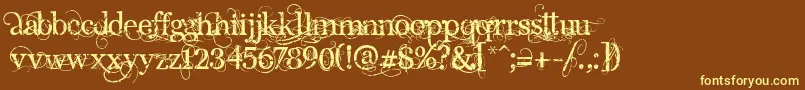 AngelicPeace-fontti – keltaiset fontit ruskealla taustalla