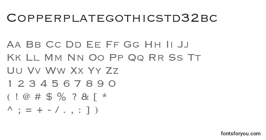Czcionka Copperplategothicstd32bc – alfabet, cyfry, specjalne znaki