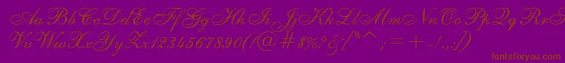 E111viva-Schriftart – Braune Schriften auf violettem Hintergrund