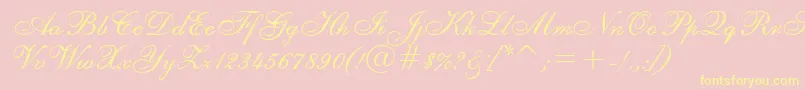 E111viva-Schriftart – Gelbe Schriften auf rosa Hintergrund