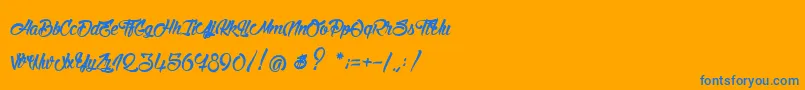 StinkOnTheDeath-Schriftart – Blaue Schriften auf orangefarbenem Hintergrund