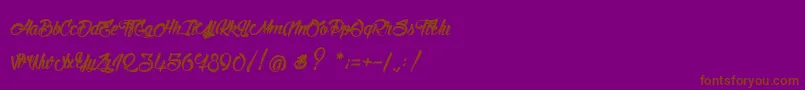 StinkOnTheDeath-Schriftart – Braune Schriften auf violettem Hintergrund