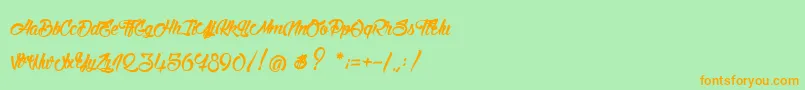 フォントStinkOnTheDeath – オレンジの文字が緑の背景にあります。