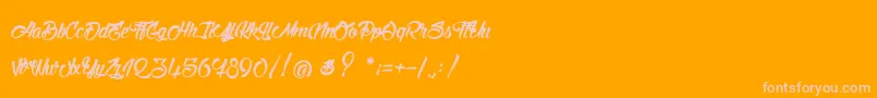 StinkOnTheDeath-Schriftart – Rosa Schriften auf orangefarbenem Hintergrund