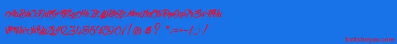 StinkOnTheDeath Font – Red Fonts on Blue Background