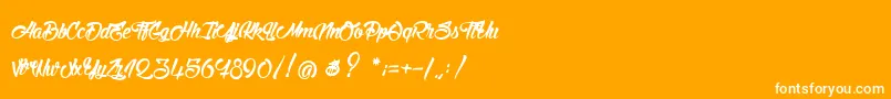 StinkOnTheDeath-Schriftart – Weiße Schriften auf orangefarbenem Hintergrund