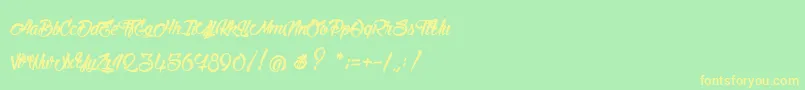 フォントStinkOnTheDeath – 黄色の文字が緑の背景にあります