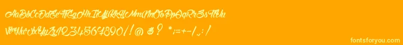 StinkOnTheDeath-Schriftart – Gelbe Schriften auf orangefarbenem Hintergrund