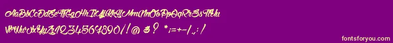 StinkOnTheDeath-Schriftart – Gelbe Schriften auf violettem Hintergrund