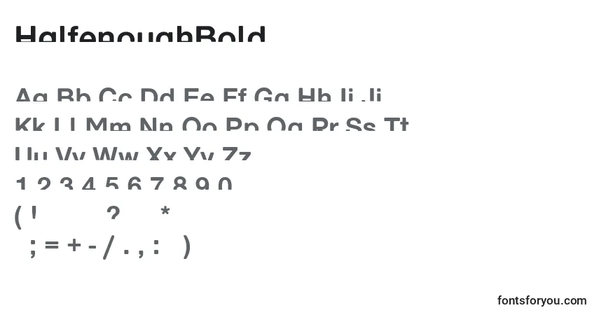 Schriftart HalfenoughBold – Alphabet, Zahlen, spezielle Symbole