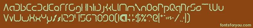 フォントDismechaBold – 緑色の文字が茶色の背景にあります。