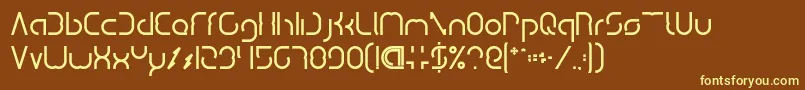 DismechaBold-fontti – keltaiset fontit ruskealla taustalla