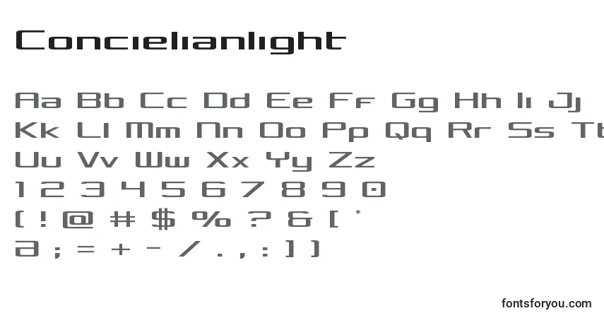 Police Concielianlight - Alphabet, Chiffres, Caractères Spéciaux