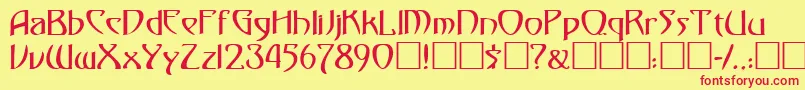 フォントKlingondagger – 赤い文字の黄色い背景