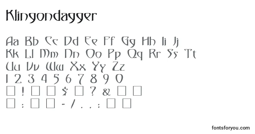 characters of klingondagger font, letter of klingondagger font, alphabet of  klingondagger font