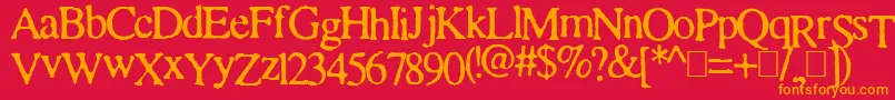 フォントTimesAndTimesAgain – 赤い背景にオレンジの文字