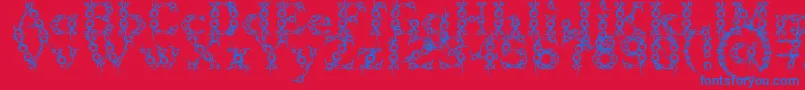 Weitere Informationen zur Tribou-Schriftart Tribou-Schriftart – Blaue Schriften auf rotem Hintergrund