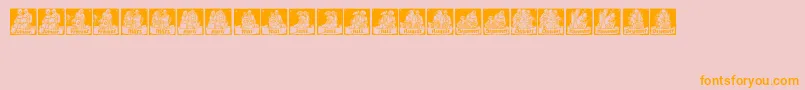 Saiba mais sobre a fonte MonatsVignetten1 Fonte MonatsVignetten1 – fontes laranjas em um fundo rosa