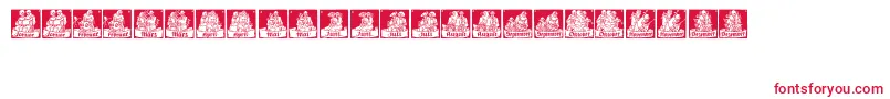 MonatsVignetten1-Schriftart – Rote Schriften auf weißem Hintergrund
