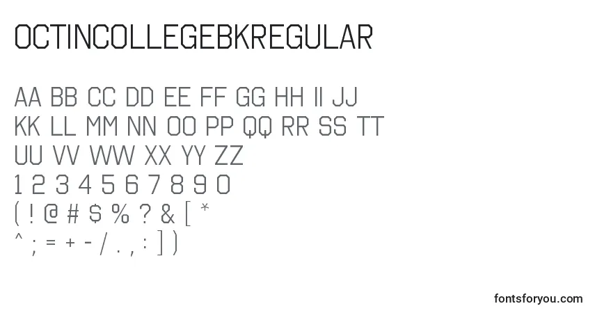 OctincollegebkRegularフォント–アルファベット、数字、特殊文字