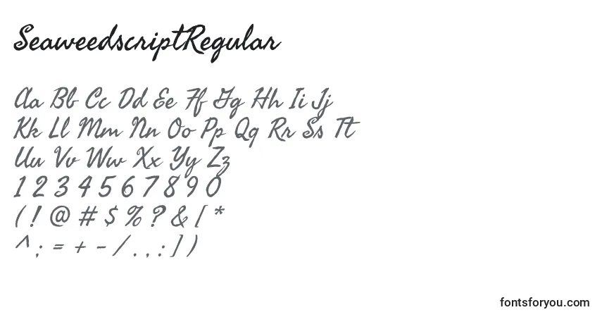 Шрифт SeaweedscriptRegular – алфавит, цифры, специальные символы