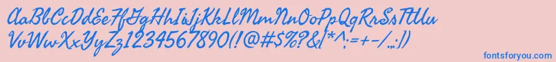 フォントSeaweedscriptRegular – ピンクの背景に青い文字