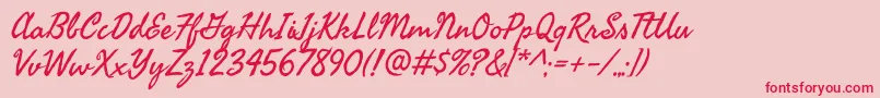Fonte SeaweedscriptRegular – fontes vermelhas em um fundo rosa