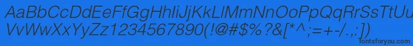 HelioslightcItalic Font – Black Fonts on Blue Background