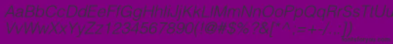 HelioslightcItalic-Schriftart – Schwarze Schriften auf violettem Hintergrund
