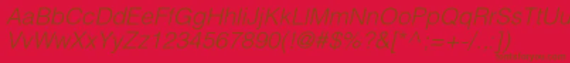 HelioslightcItalic Font – Brown Fonts on Red Background