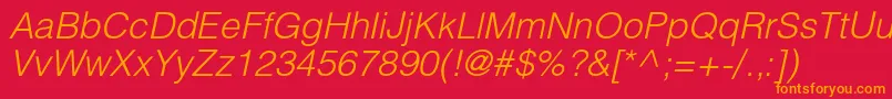 HelioslightcItalic Font – Orange Fonts on Red Background