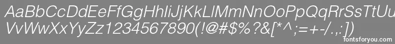 HelioslightcItalic Font – White Fonts on Gray Background