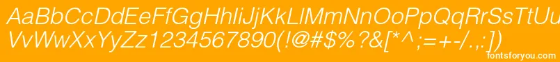 HelioslightcItalic Font – White Fonts on Orange Background