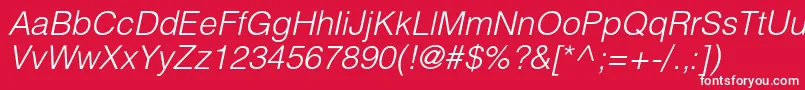 HelioslightcItalic Font – White Fonts on Red Background