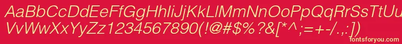 HelioslightcItalic Font – Yellow Fonts on Red Background