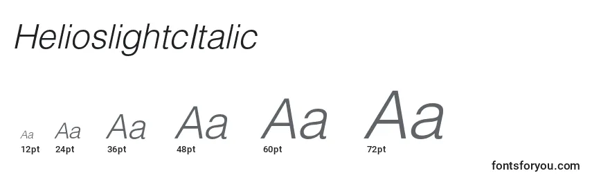 Размеры шрифта HelioslightcItalic